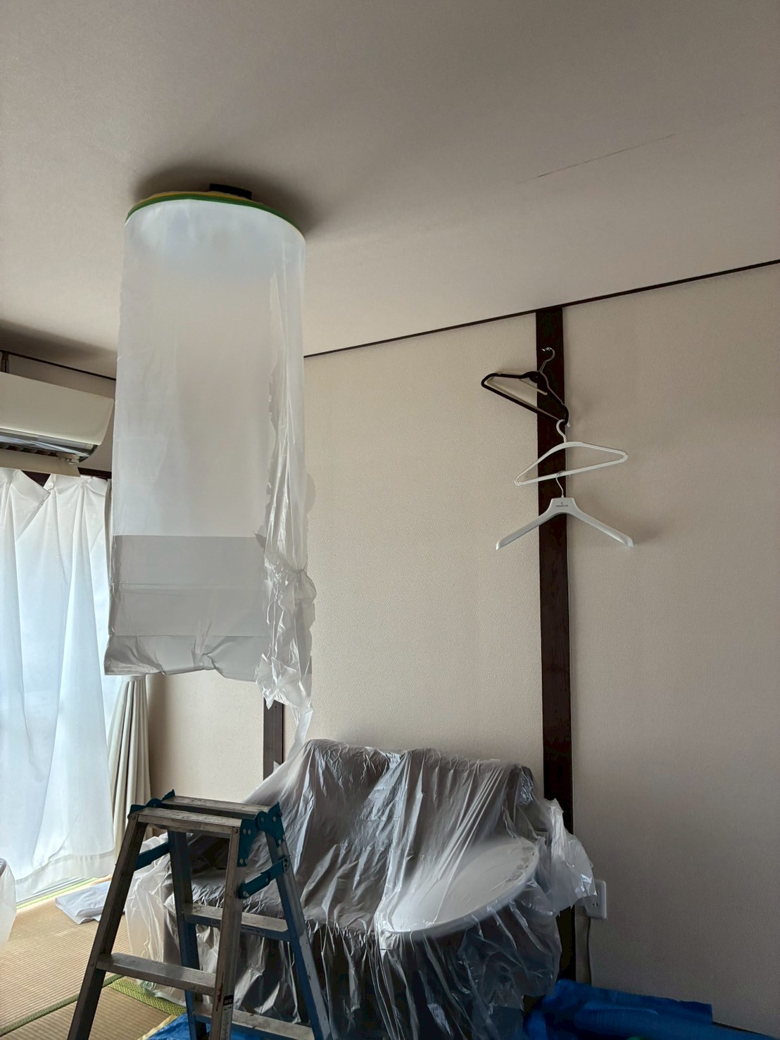 雨漏り散水検査 養生