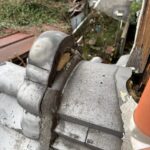 奈良市四条大路にて鬼瓦まわりからの雨漏り修理〈漆喰打ち直し工事〉 施工前