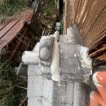 奈良市四条大路にて鬼瓦まわりからの雨漏り修理〈漆喰打ち直し工事〉